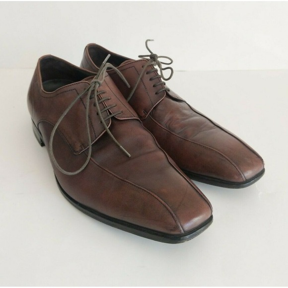 HUGO BOSS  Men Sz 11.5 Leather Lace Up Oxford Shoes Brown - Picture 2 of 12